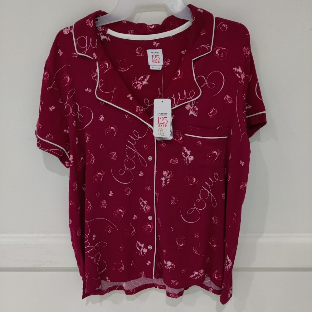 NWT Splendid Women's Sleepwear Lounge Shirt Butterfly Vogue Size M $68 5B038